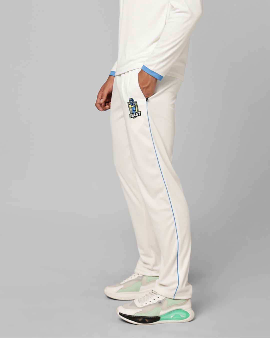 Men Regular Fit Mid-Rise Trousers | White