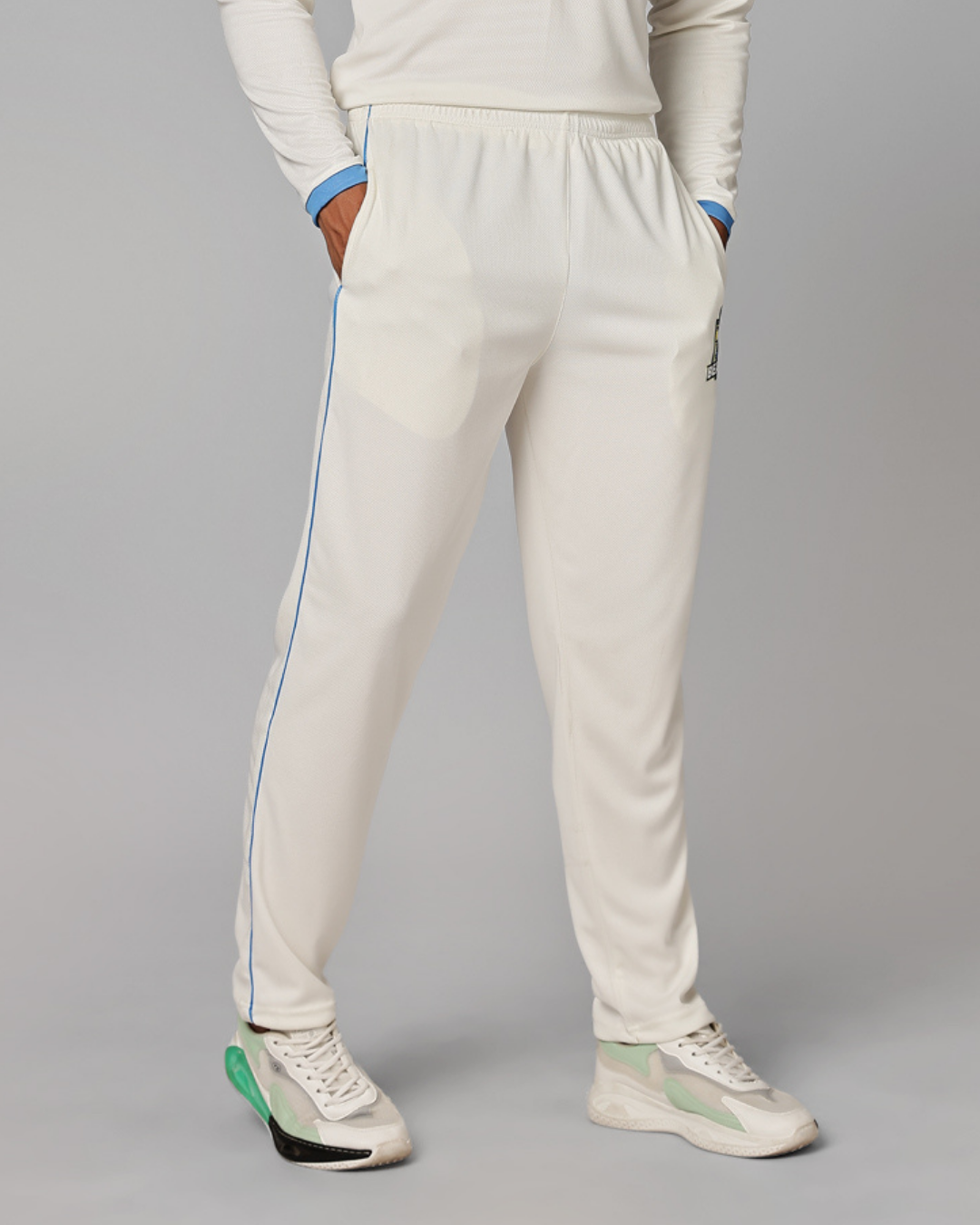 Men Regular Fit Mid-Rise Trousers | White