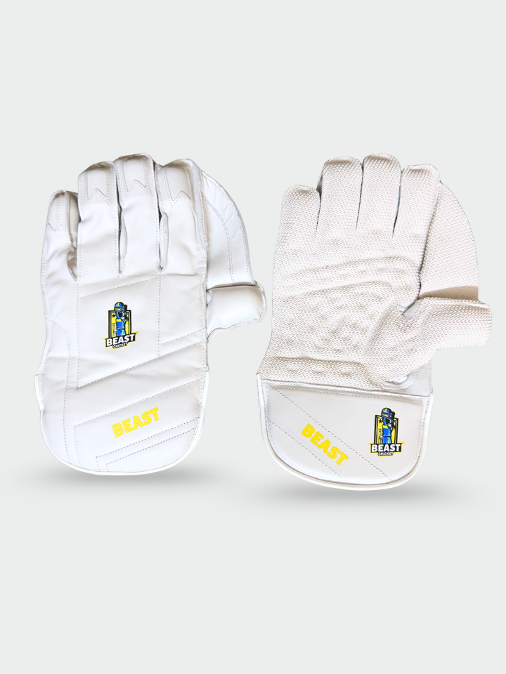 Men Leather Wicket Keeping Gloves | White