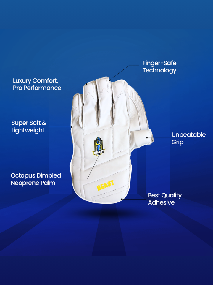 Men Leather Wicket Keeping Gloves | White