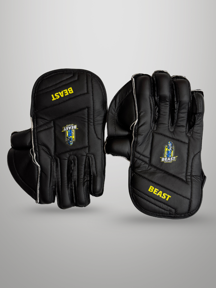 Men Leather Wicket Keeping Gloves | Black