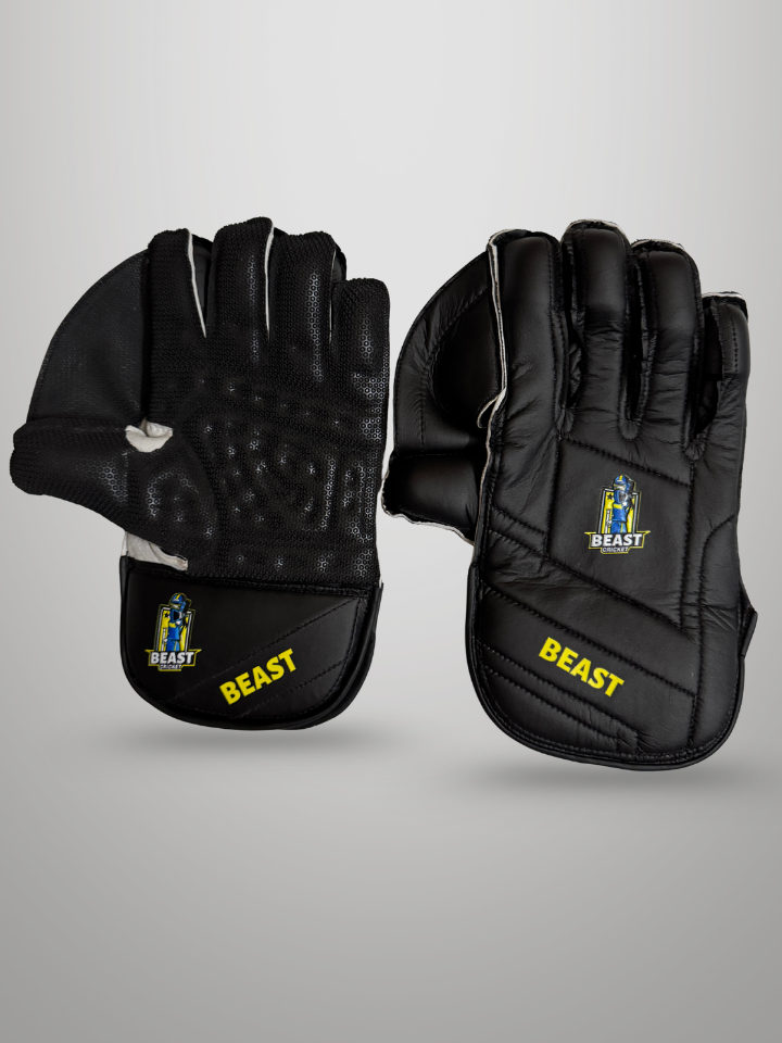 Men Leather Wicket Keeping Gloves | Black